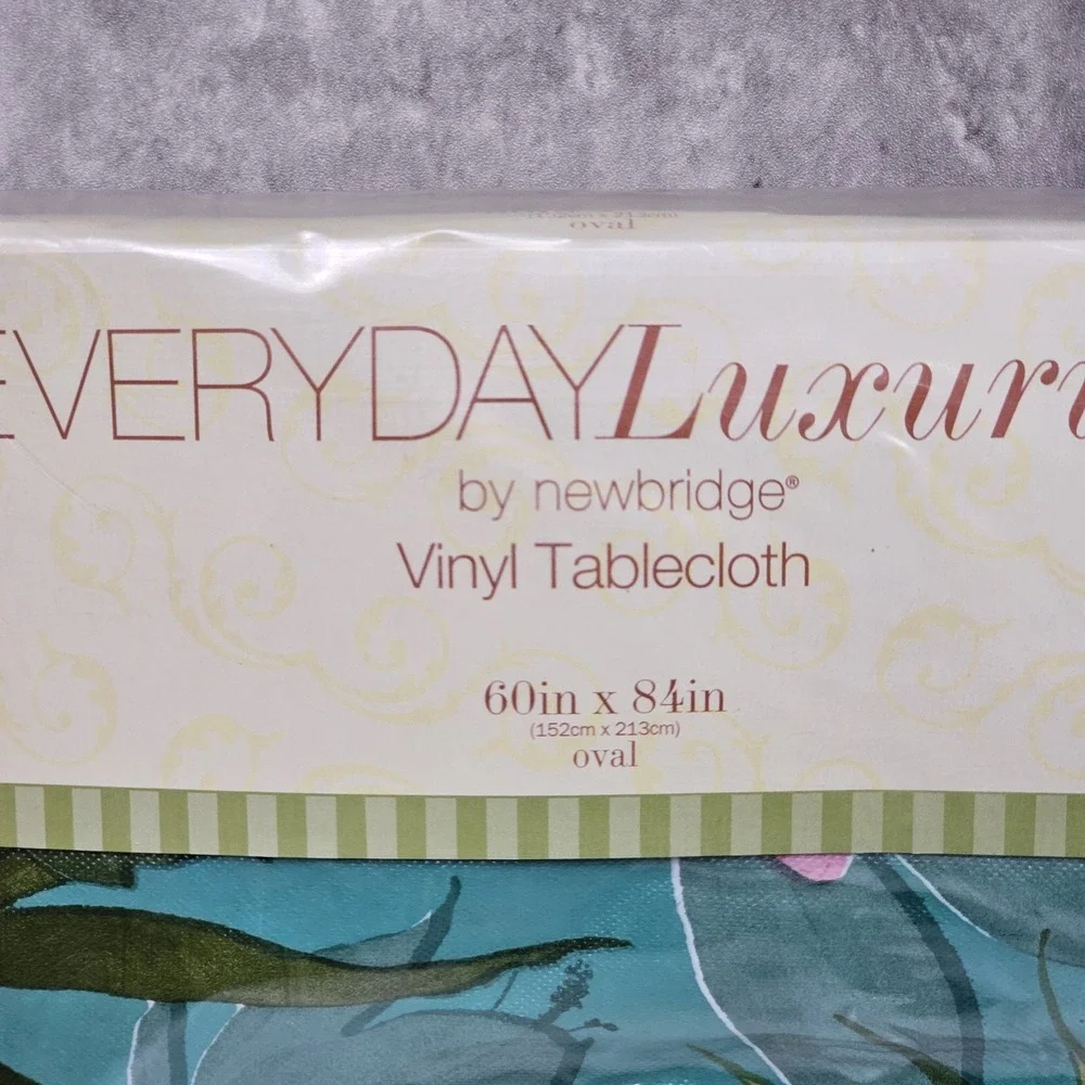 Oval Vinyl Tablecloth 60 x 84 Inch Tropical Hawaiian Floral Vinyl Flannel Backed